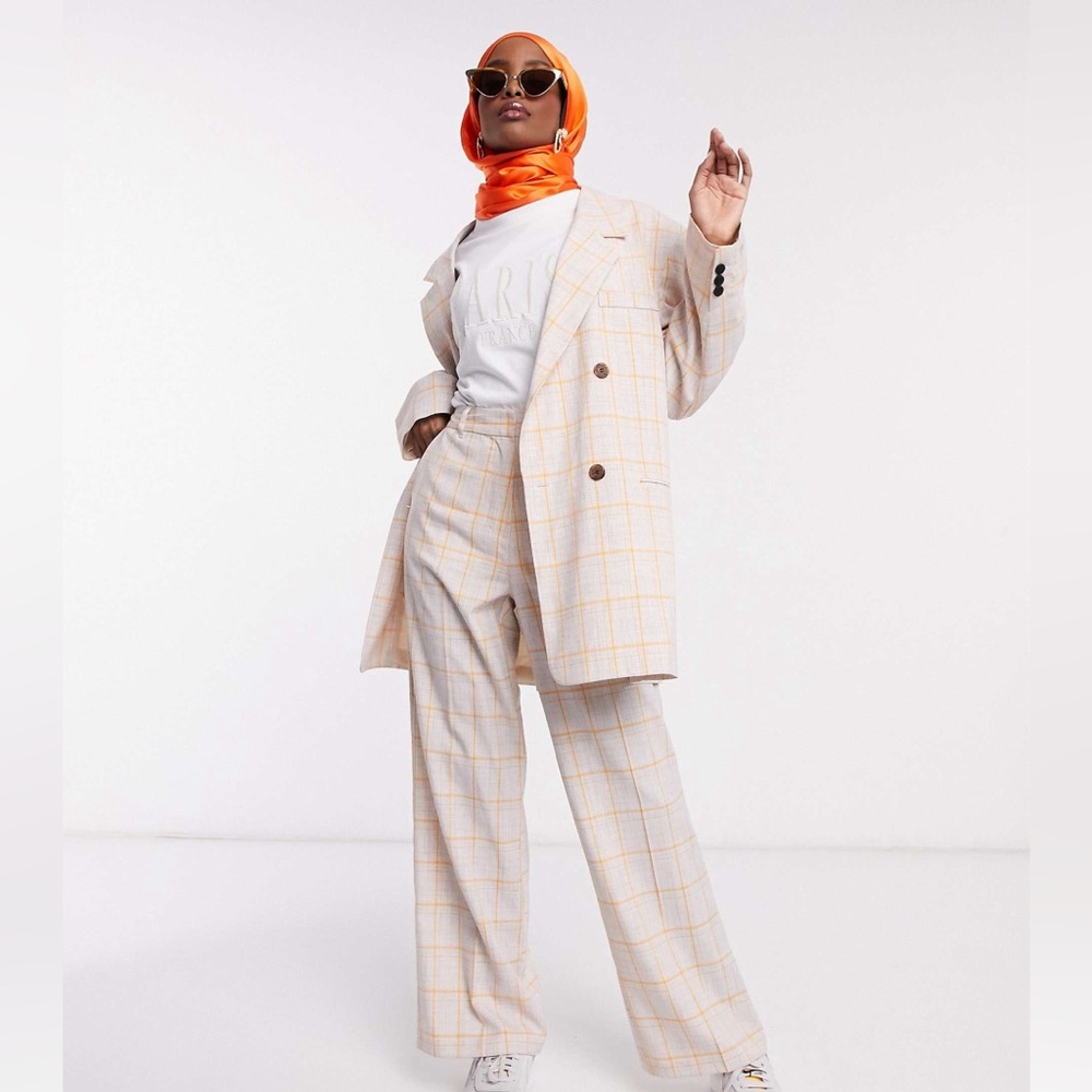 NWT ASOS DESIGN Dad Suit Blazer in Orange Check – UK 8 / US 4 - Picture 2 of 11